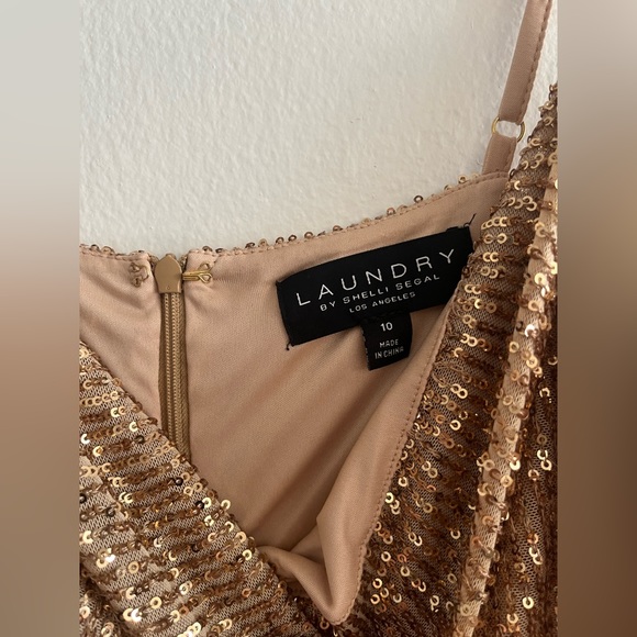 Laundry by Shelli Segal- Formal Gold Sequin Dress - Picture 3 of 5